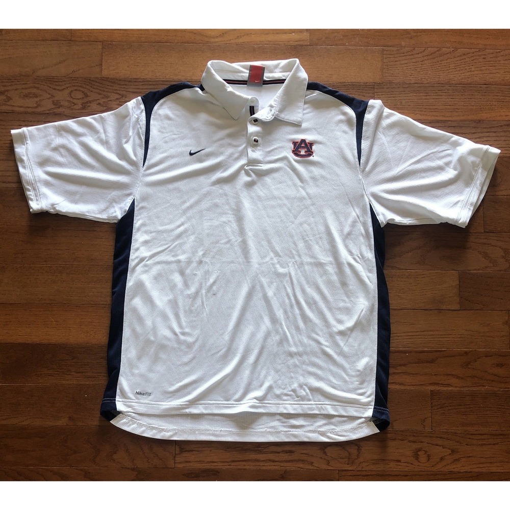 Vintage Nike Auburn Tigers Polo Shirt Mens Size Large 90s White Blue
